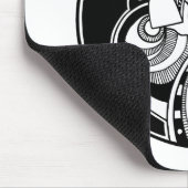 円の白黒抽象的なZendala マウスパッド (コーナー)