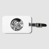 円の白黒抽象的なZendala ラゲッジタグ (正面横)