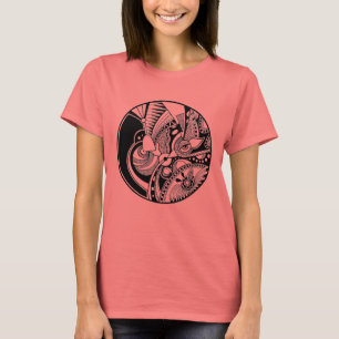 円の白黒抽象的なZendala Tシャツ