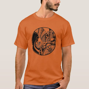 円の白黒抽象的なZendala Tシャツ