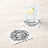 円の種族の落書き スクエアペーパーコースター (インサイチュ)