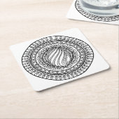 円の種族の落書き スクエアペーパーコースター (アングル)