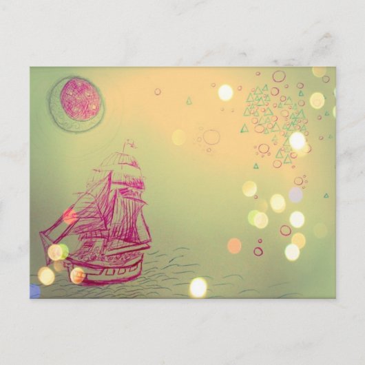 円の空の下のSailship ポストカード (正面)