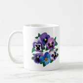 円の紫色のパンジー コーヒーマグカップ (左)