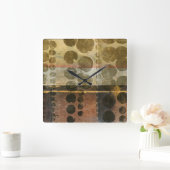 円の緑のしぶき スクエア壁時計 (ホーム)