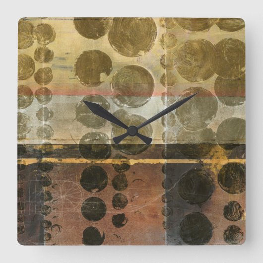 円の緑のしぶき スクエア壁時計 (正面)