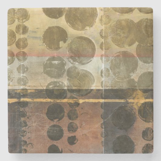 円の緑のしぶき ストーンコースター (正面)