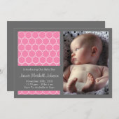 円の背景の新生児の発表(ピンク) 案内状 (正面/裏面)