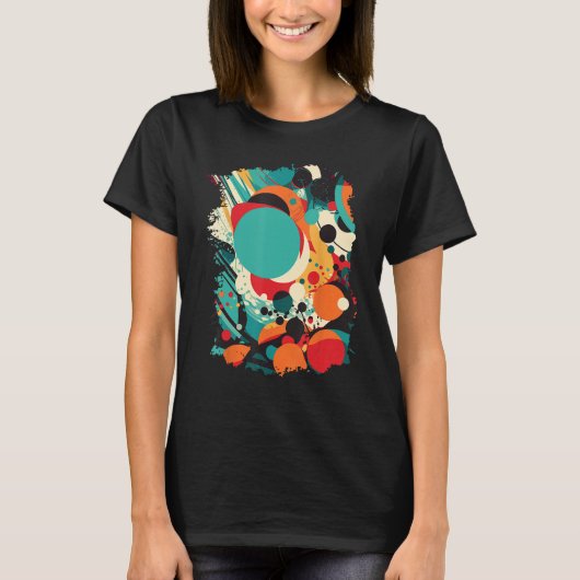 円の鮮やか抽象芸術パタカラフルーン Tシャツ (正面)