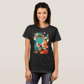 円の鮮やか抽象芸術パタカラフルーン Tシャツ (正面フル)
