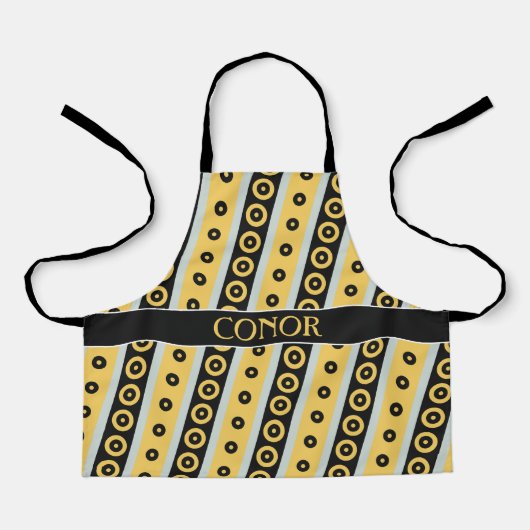 円の黄色い黒のパタミニマルーン エプロン (正面)