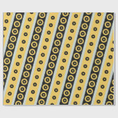 円の黄色い黒のパタミニマルーン ラッピングペーパー (フラット)