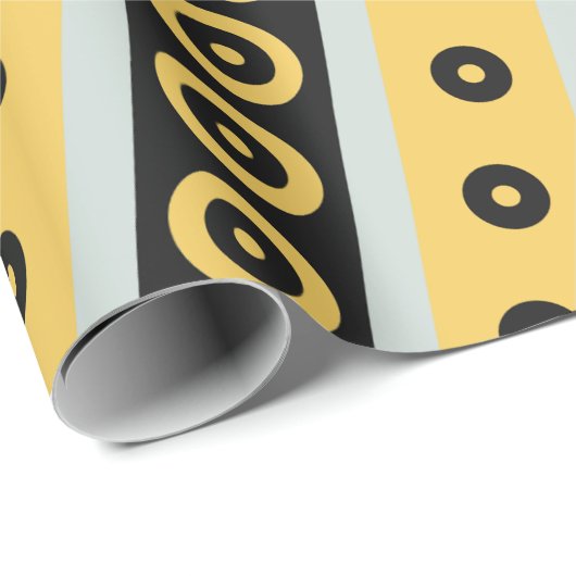 円の黄色い黒のパタミニマルーン ラッピングペーパー (ロールコーナー)