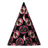 円の黒い誕生会のパグ パーティーハット (裏面)