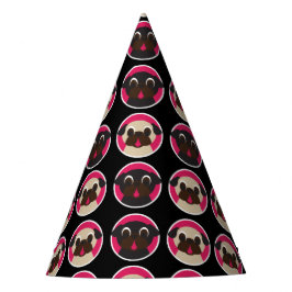 円の黒い誕生会のパグ パーティーハット