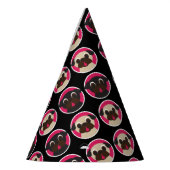 円の黒い誕生会のパグ パーティーハット (左)