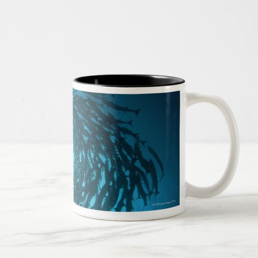 円のBlackfinのカマスの水泳 ツートーンマグカップ (右)
