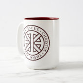 円のIchthys (深紅色) ツートーンマグカップ (正面左)