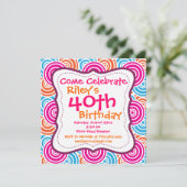 円はっきりした形40歳誕生日パーティの招待状 招待状 (スタンド正面)