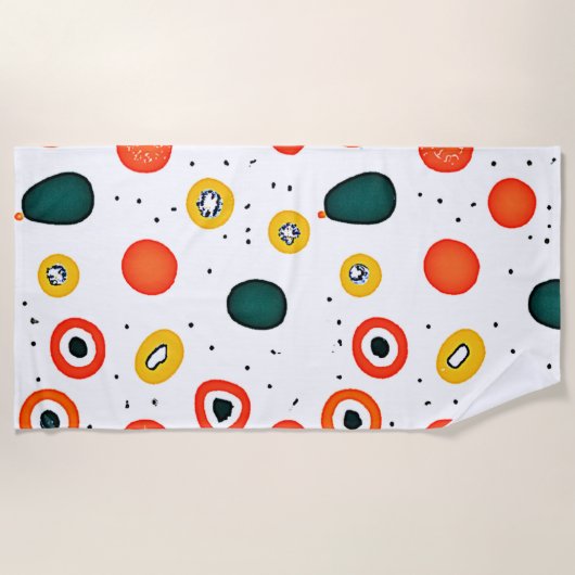 円よくはしゃぐ形（ドット） ビーチタオル (正面)