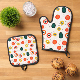 円よくはしゃぐ形(ドット) 鍋つかみ&鍋敷きセット