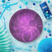 円を使用したピンクと紫の抽象芸術フラクタル ペーパープレート (パーティー)