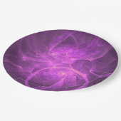 円を使用したピンクと紫の抽象芸術フラクタル ペーパープレート (アングル)