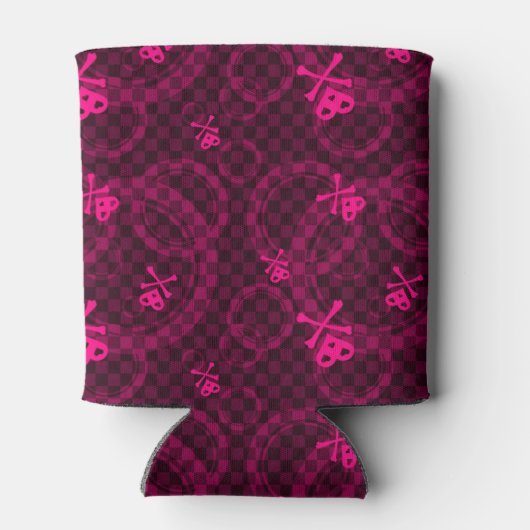 円を使用したピンクのEmoパターン 缶クーラー (裏面)