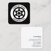 円を切り抜き – 黒 スクエア名刺 (正面/裏面)