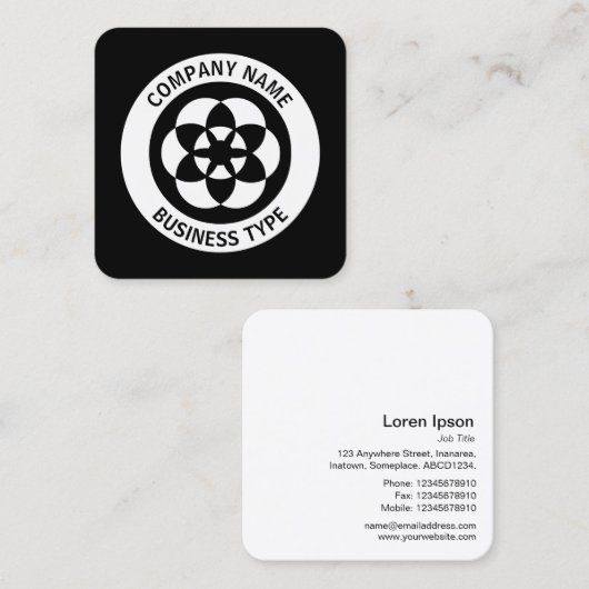 円を切り抜き – 黒 スクエア名刺 (正面/裏面)