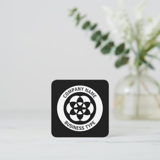 円を切り抜き – 黒 スクエア名刺 (スタンド正面)