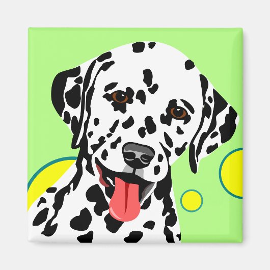 円を持つDalmatian犬 マグネット (正面)