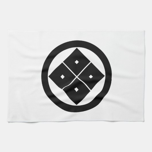 円を描いた四方眼の傾斜 キッチンタオル (横)