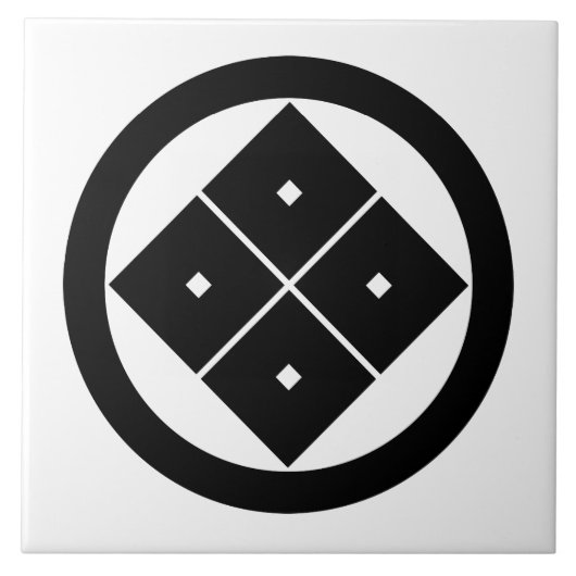 円を描いた四方眼 タイル (正面)