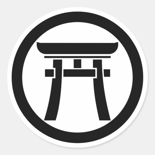 円を描いた鳥居 ラウンドシール (正面)