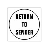 円アウトライン内の「送信者に戻る」 ラバースタンプ (インプリント)