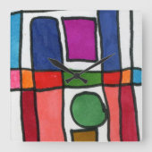 円アクセントカッコいい付きのストライプホットおよび四角形の スクエア壁時計 (正面)