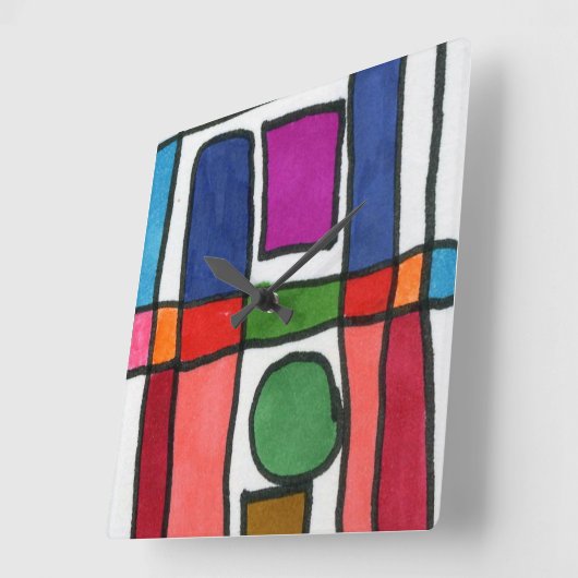 円アクセントカッコいい付きのストライプホットおよび四角形の スクエア壁時計 (傾斜)