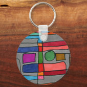 円アクセントカッコいい付き熱ストライプ角および長方形の文字 キーホルダー (正面)