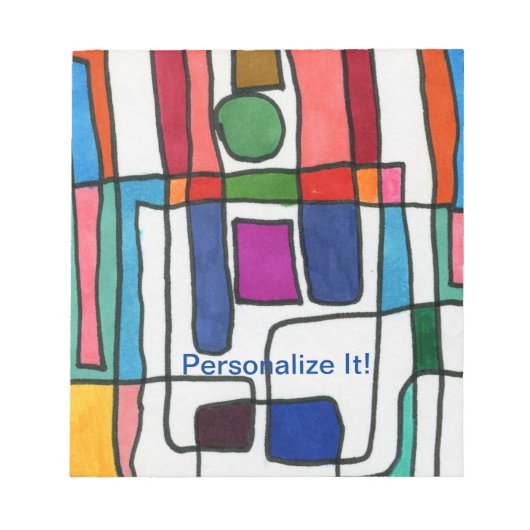 円アクセントカッコいい付き熱ストライプ角および長方形の文字 ノートパッド (正面)