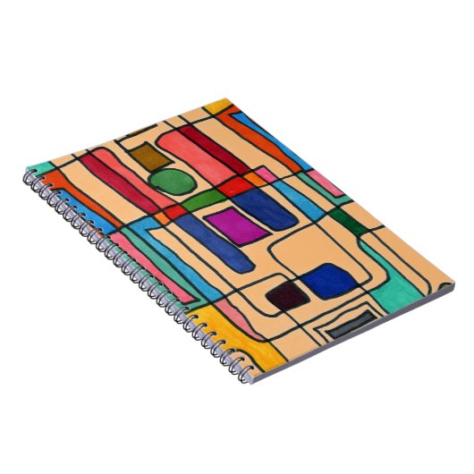 円アクセントカッコいい付き熱ストライプ角および長方形の文字 ノートブック (右側)