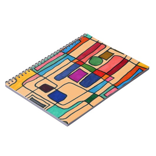 円アクセントカッコいい付き熱ストライプ角および長方形の文字 ノートブック (左側)