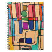 円アクセントカッコいい付き熱ストライプ角および長方形の文字 ノートブック (正面)