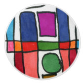 円アクセントクール付き熱ストライプ色と四角形の セラミックノブ (正面)