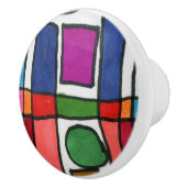 円アクセントクール付き熱ストライプ色と四角形の セラミックノブ (右)