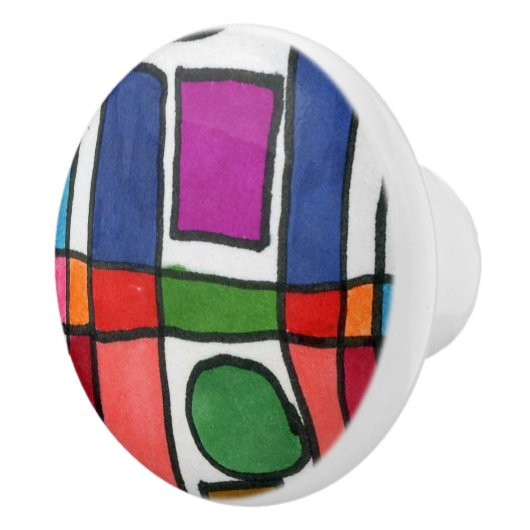 円アクセントクール付き熱ストライプ色と四角形の セラミックノブ (右)