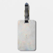 円エレガントモダン金ゴールド、白オパール ラゲッジタグ (裏面縦)