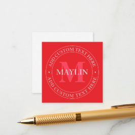 円エレガント形文字テンプレート編集可能な赤い白 エンクロージャーカード