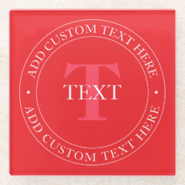 円エレガント形文字テンプレート編集可能な赤い白 ガラスコースター