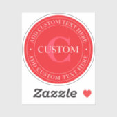 円エレガント形文字テンプレート編集可能な赤い白 シール (シート)